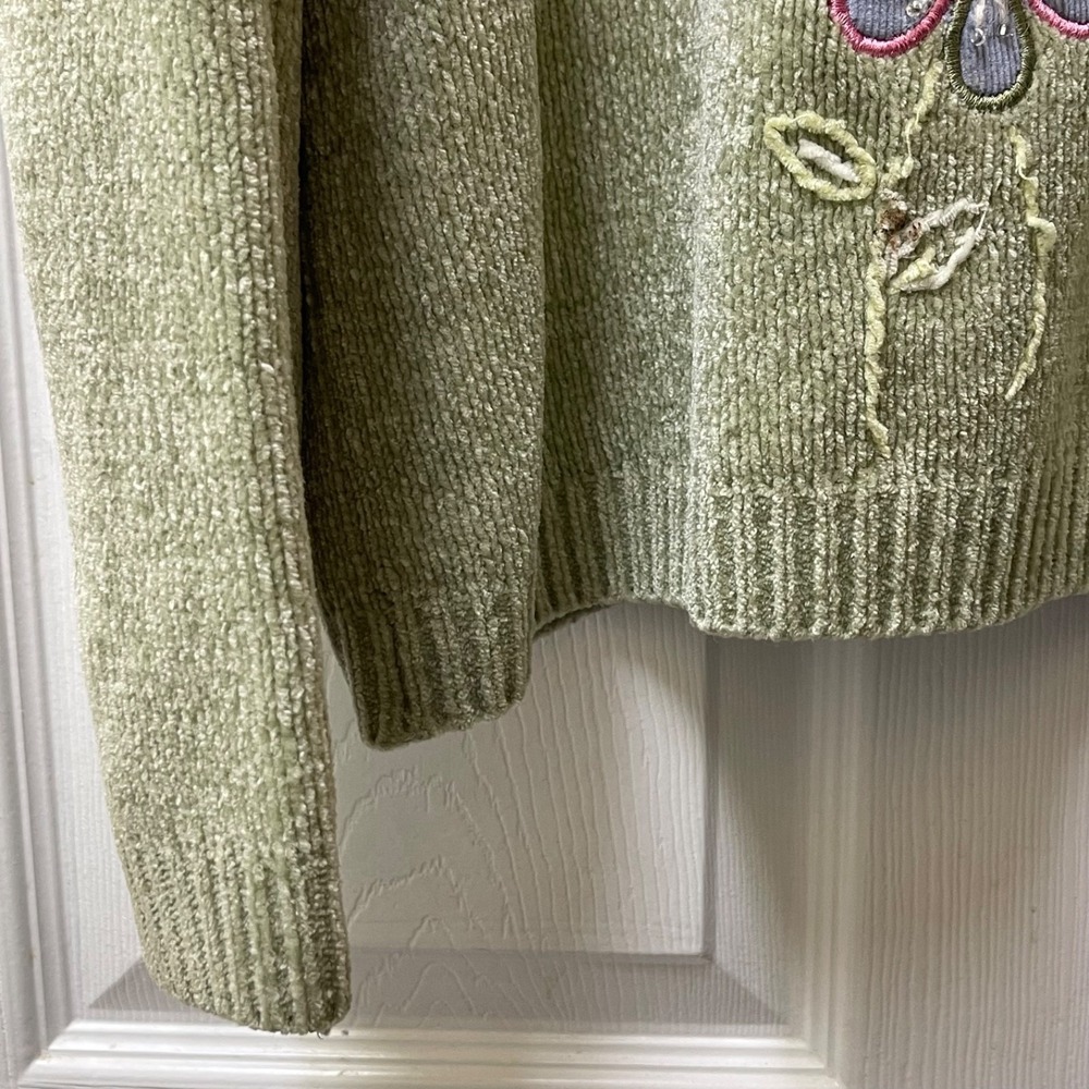 Alfred Dunner Women's XLarge Beaded Embroidered Floral Chenille Collared Sweater - Picture 5 of 14